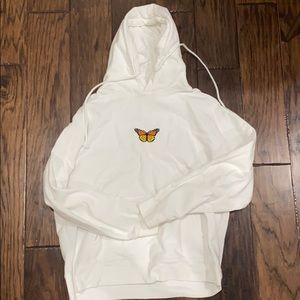 White Brandy Melville Hoodie With Butterfly Patch